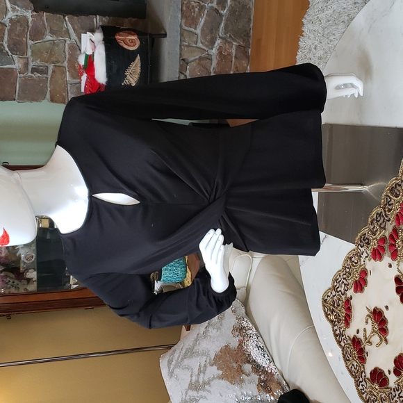 B' Leev Tops - B' Leev black twist front peplum knit blouse size medium